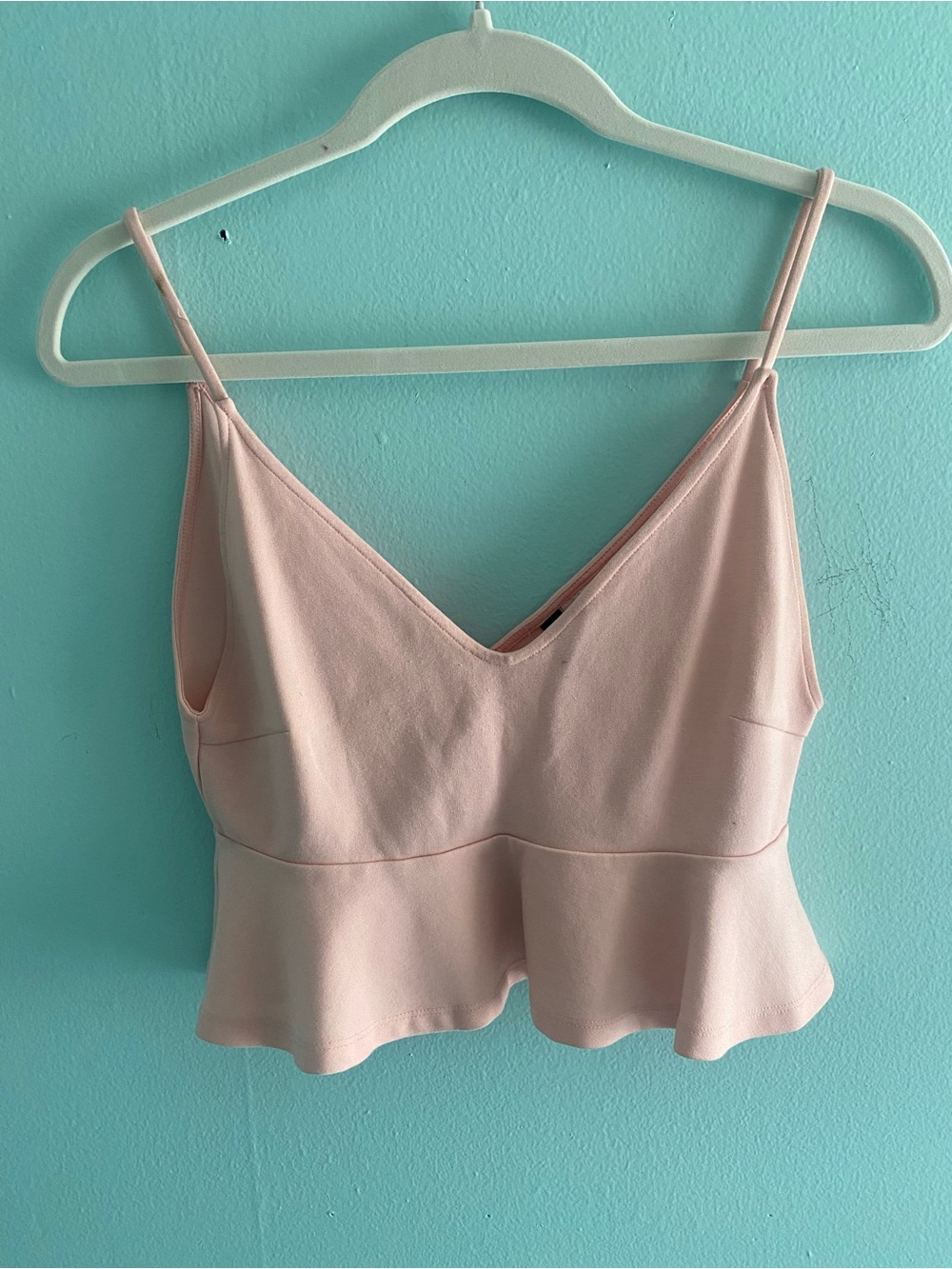 H&M Pale Pink Peplum Camisole with Spaghetti Straps